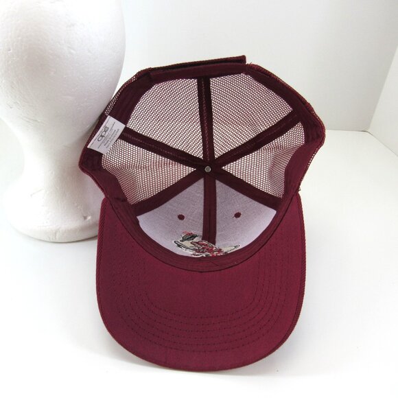 Macon Bacon Embroidered Logo Men's Burgundy Mesh Back Adj Strapback Cap Hat - Picture 7 of 8